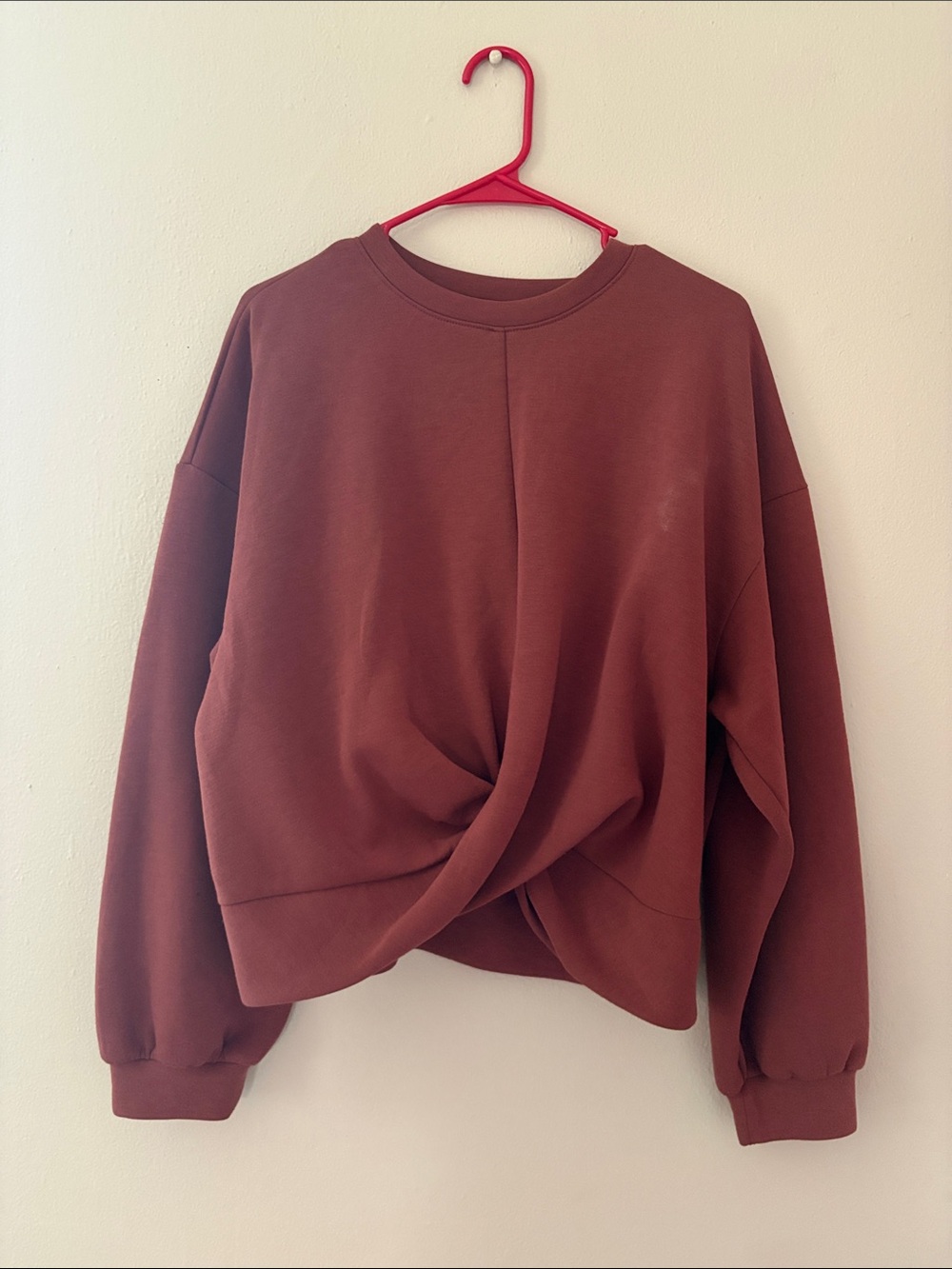 Old Navy Bounce Fleece Twist-Front Crewneck Sweatshirt - Rust